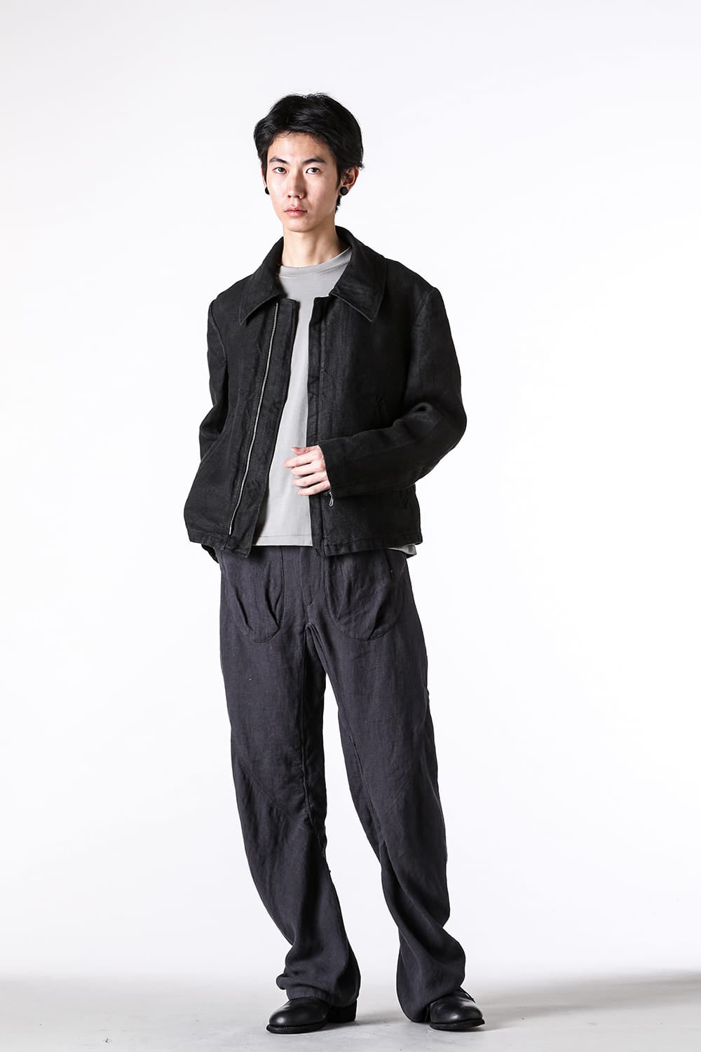 モチーフエムエフジー MotivMfg Torpedo Jacket Overdyed Raw French Linen （Black） Black