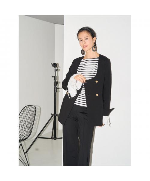 ミュール Mewl Mewl カットソー M251-85103 ボーダー フレアカフス （レッド+ホワイト） レッド+ホワイト