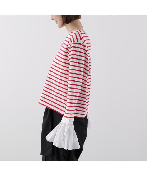 ミュール Mewl Mewl カットソー M251-85103 ボーダー フレアカフス （レッド+ホワイト） レッド+ホワイト
