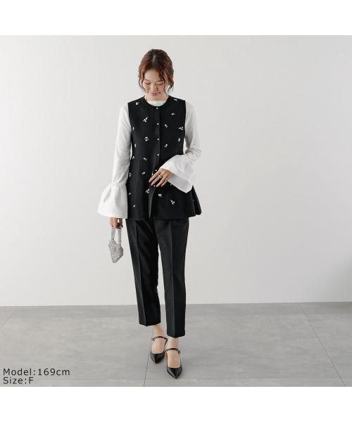 Mewl ベスト M253-95030 ニット フラワー 刺? （ブラック） ブラック