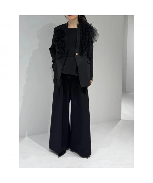 ミュール Mewl Mewl ワイドパンツ M261-33003 タック ベルト付き （BLACK/ブラック） BLACK/ブラック