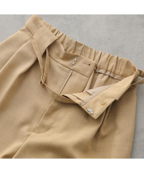 ミュール Mewl Mewl ワイドパンツ M261-33003 タック ベルト付き （BLACK/ブラック） BLACK/ブラック