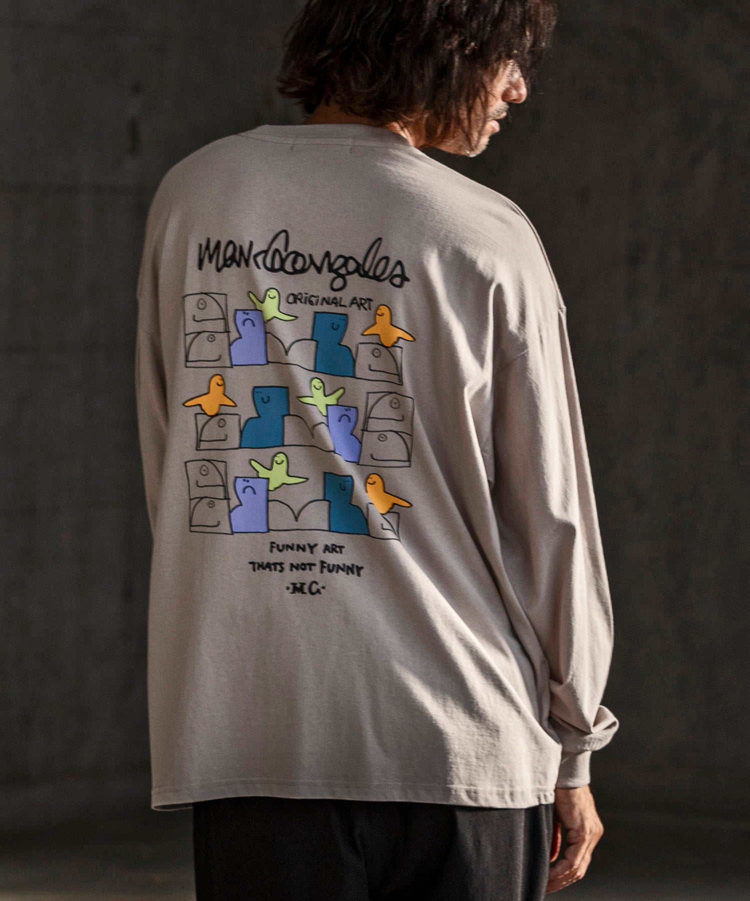 マークゴンザレス Mark Gonzales バックプリントロングTシャツ/4type/4colors （ベージュ A） ベージュ A