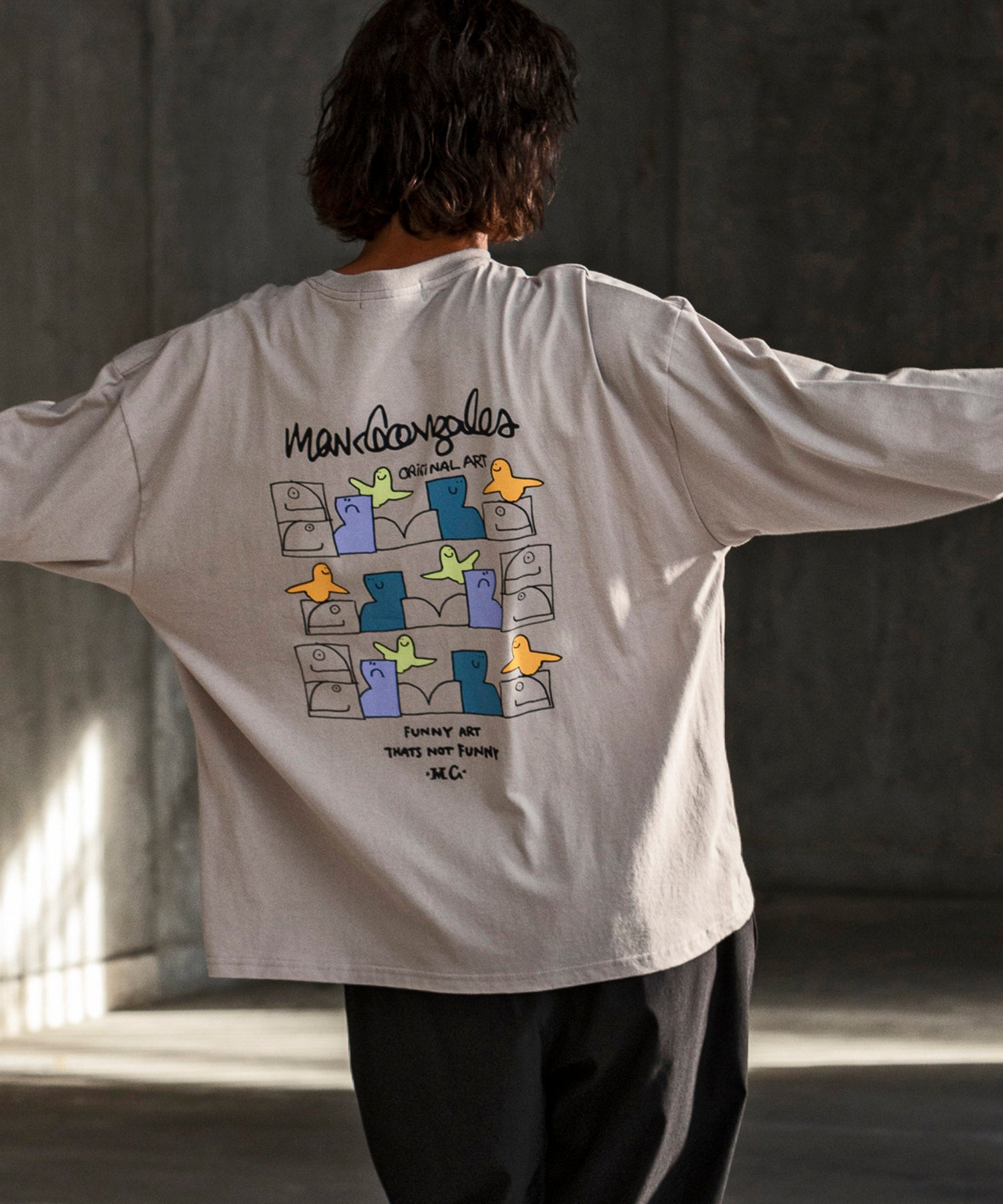 マークゴンザレス Mark Gonzales バックプリントロングTシャツ/4type/4colors （ベージュ A） ベージュ A