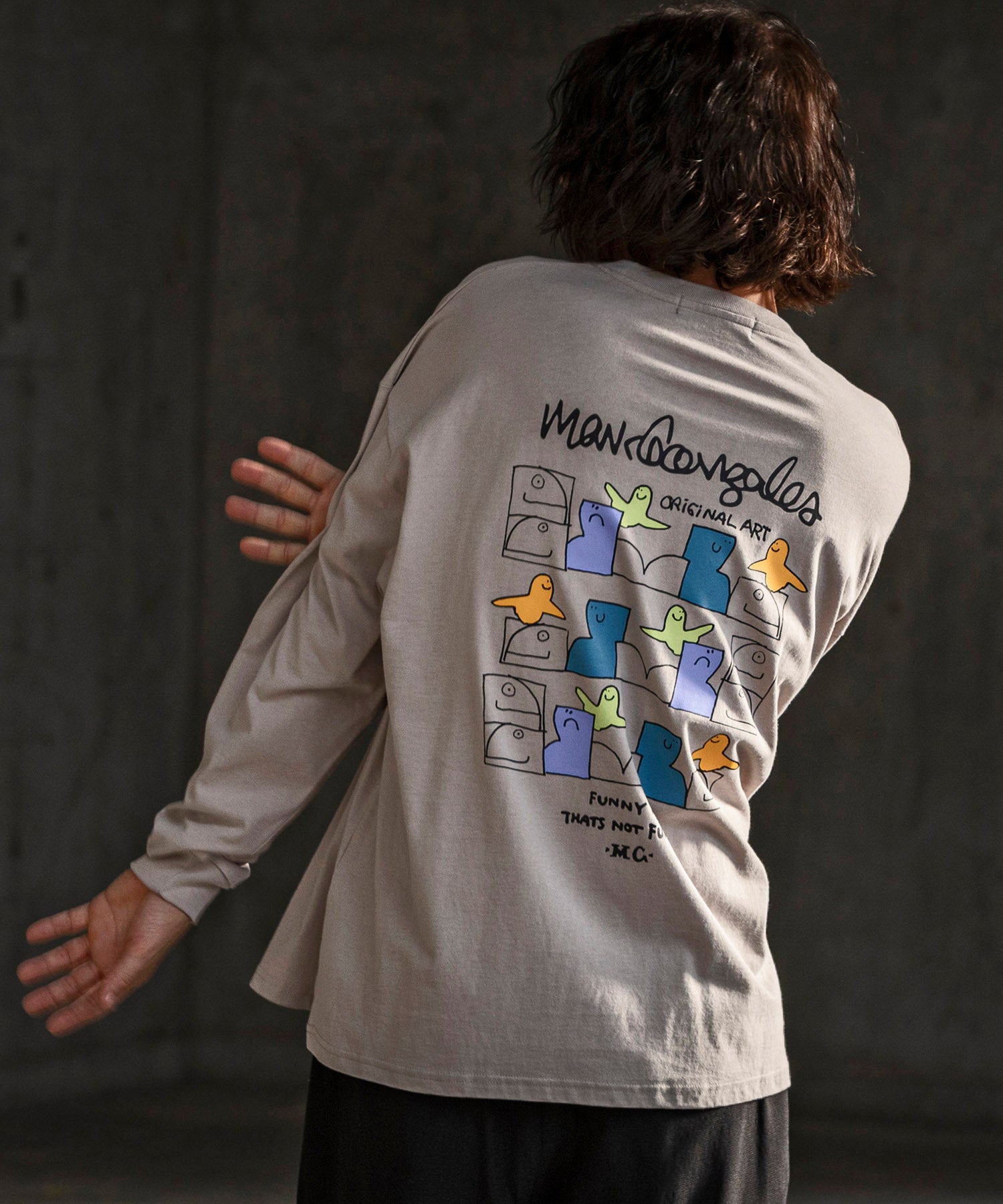 マークゴンザレス Mark Gonzales バックプリントロングTシャツ/4type/4colors （ベージュ A） ベージュ A