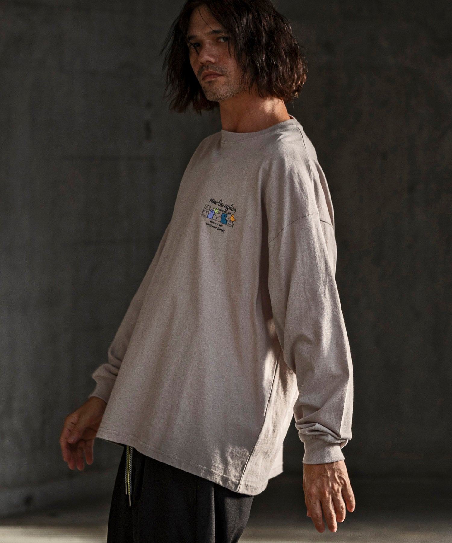マークゴンザレス Mark Gonzales バックプリントロングTシャツ/4type/4colors （ベージュ A） ベージュ A
