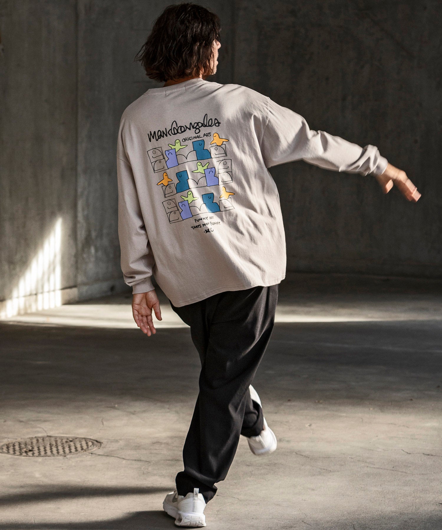 マークゴンザレス Mark Gonzales バックプリントロングTシャツ/4type/4colors （ベージュ A） ベージュ A