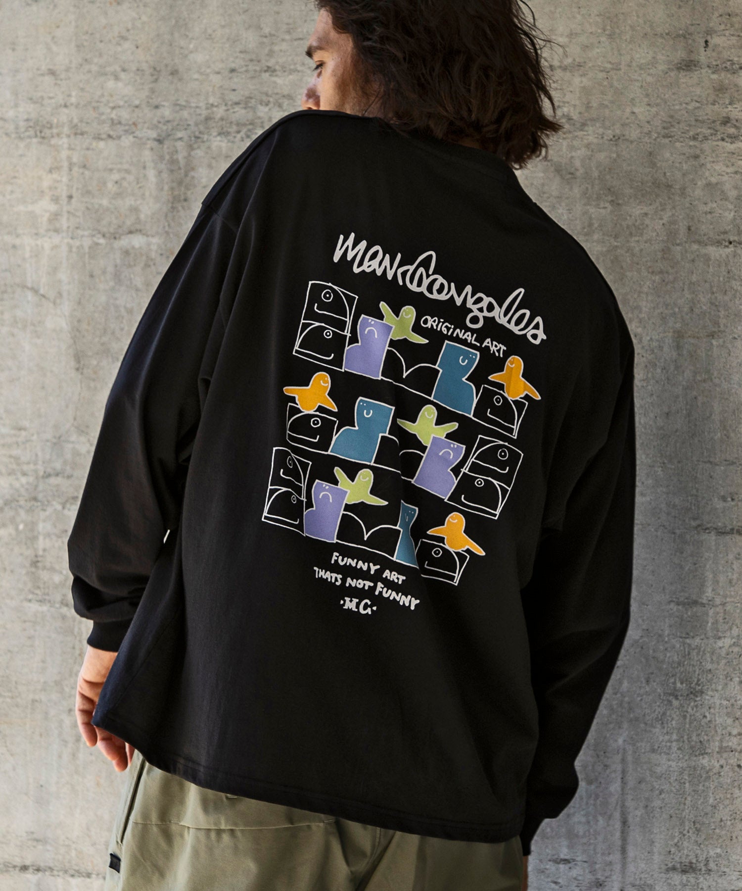 マークゴンザレス Mark Gonzales バックプリントロングTシャツ/4type/4colors （ブラック A） ブラック A