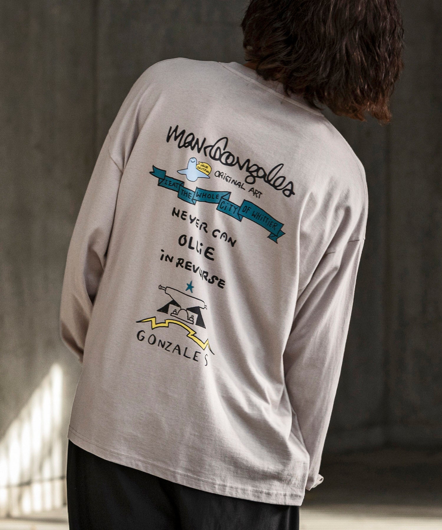 マークゴンザレス Mark Gonzales バックプリントロングTシャツ/4type/4colors （ベージュ B） ベージュ B