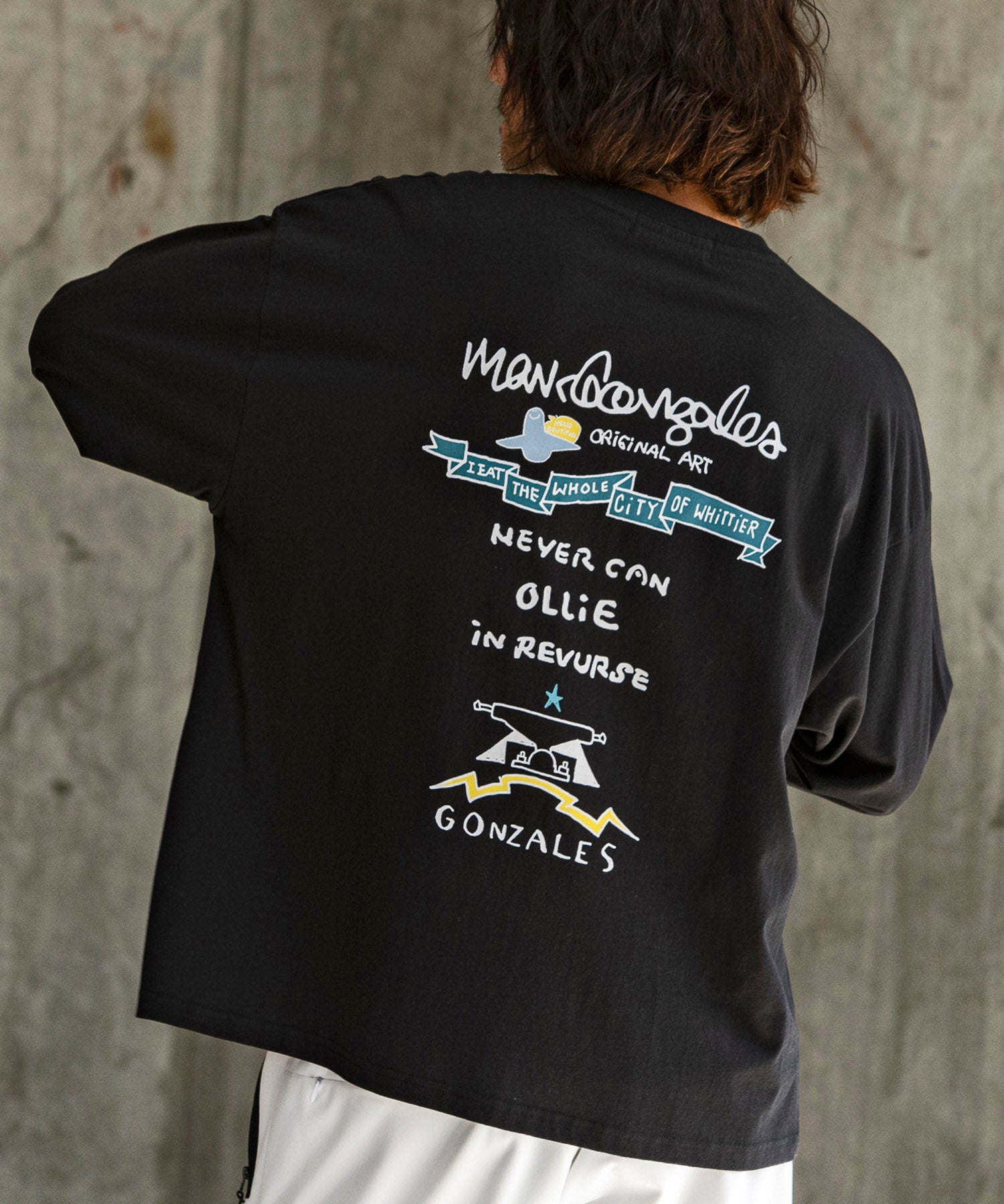 マークゴンザレス Mark Gonzales バックプリントロングTシャツ/4type/4colors （ブラック B） ブラック B