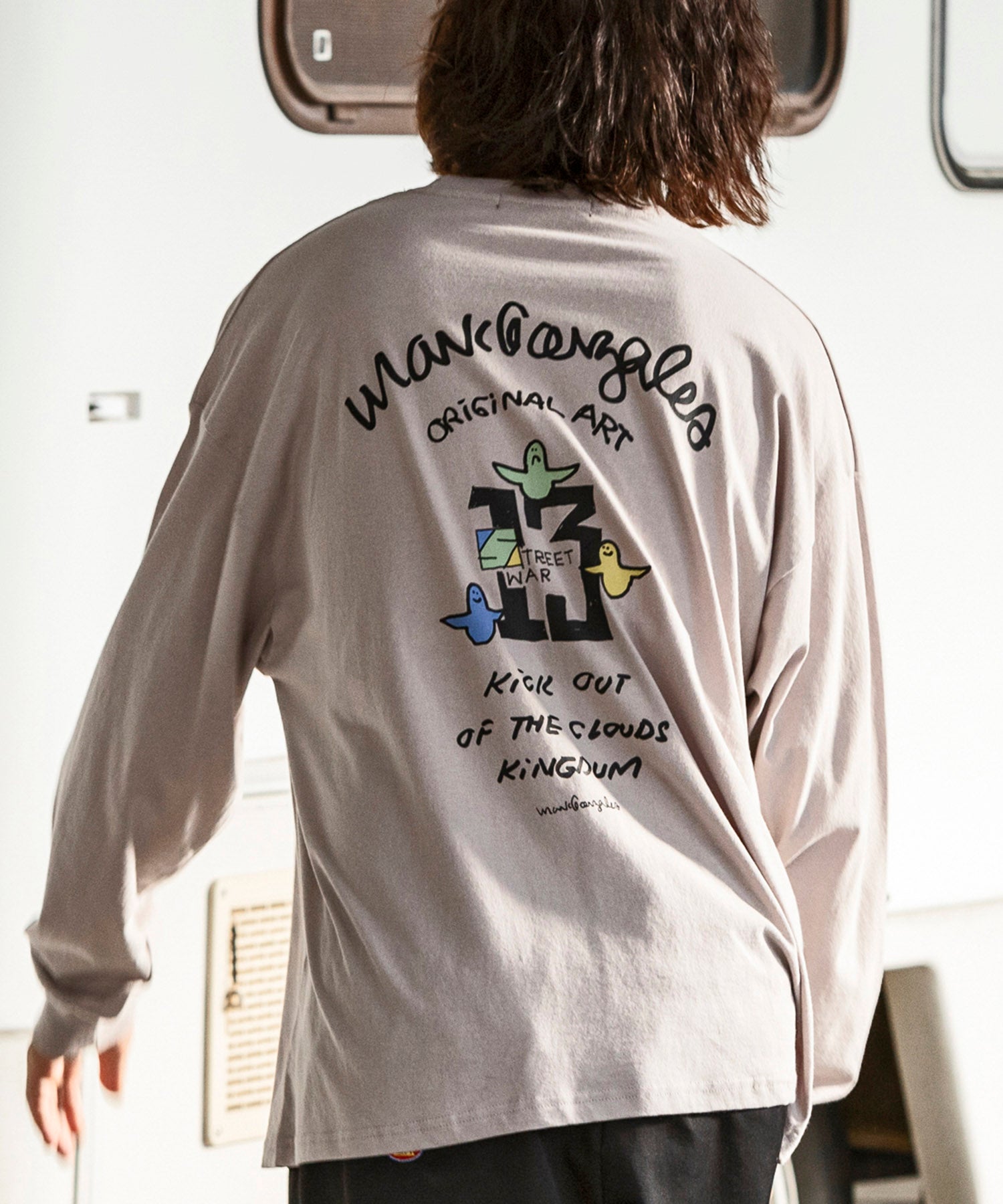 マークゴンザレス Mark Gonzales バックプリントロングTシャツ/4type/4colors （ベージュ C） ベージュ C