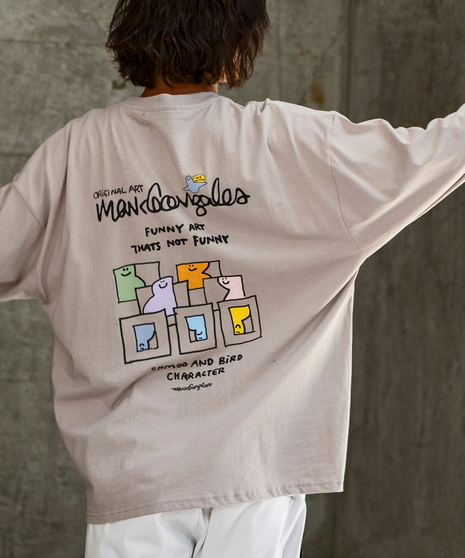マークゴンザレス Mark Gonzales バックプリントロングTシャツ/4type/4colors （ベージュ D） ベージュ D