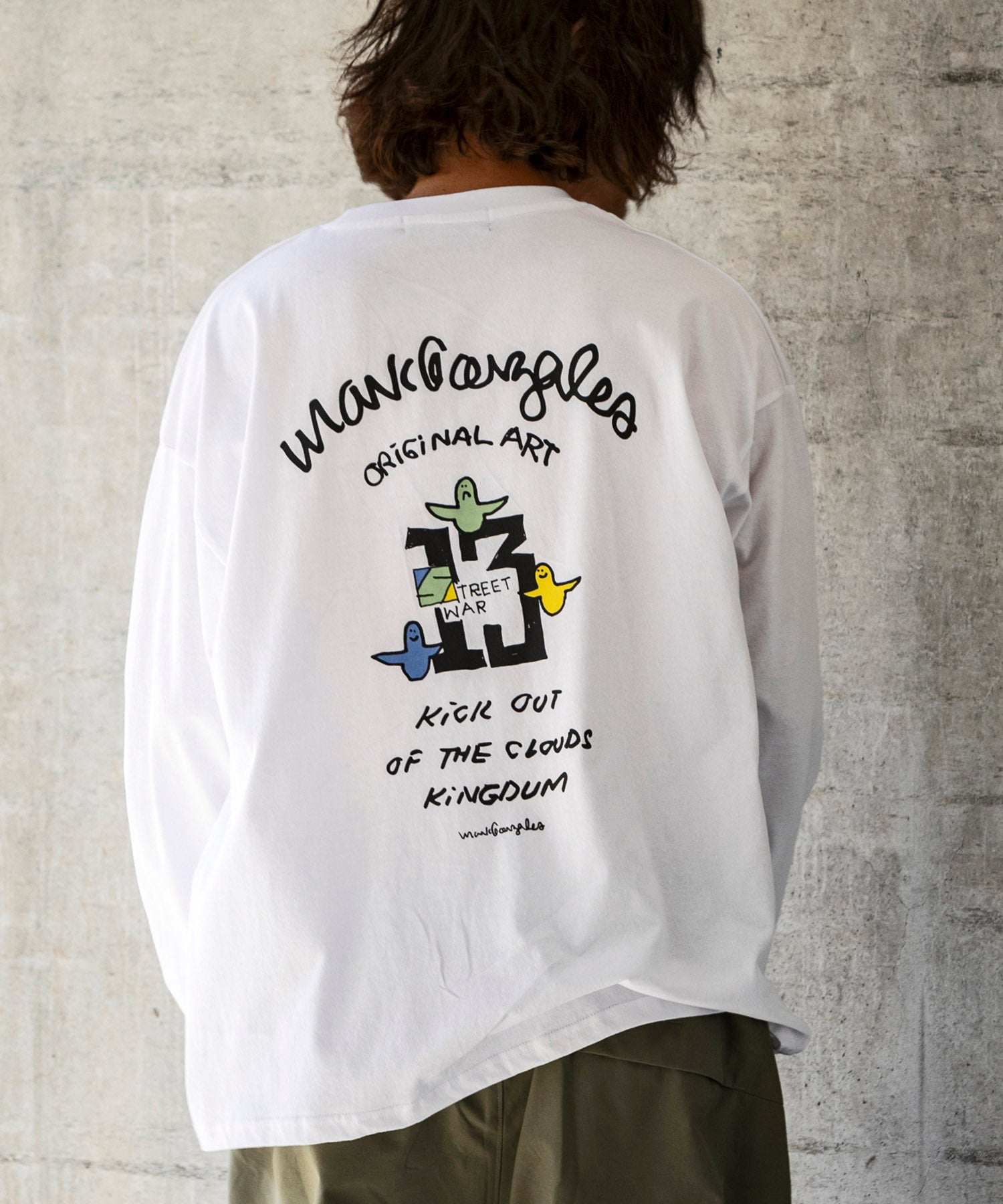 マークゴンザレス Mark Gonzales バックプリントロングTシャツ/4type/4colors （ホワイト C） ホワイト C