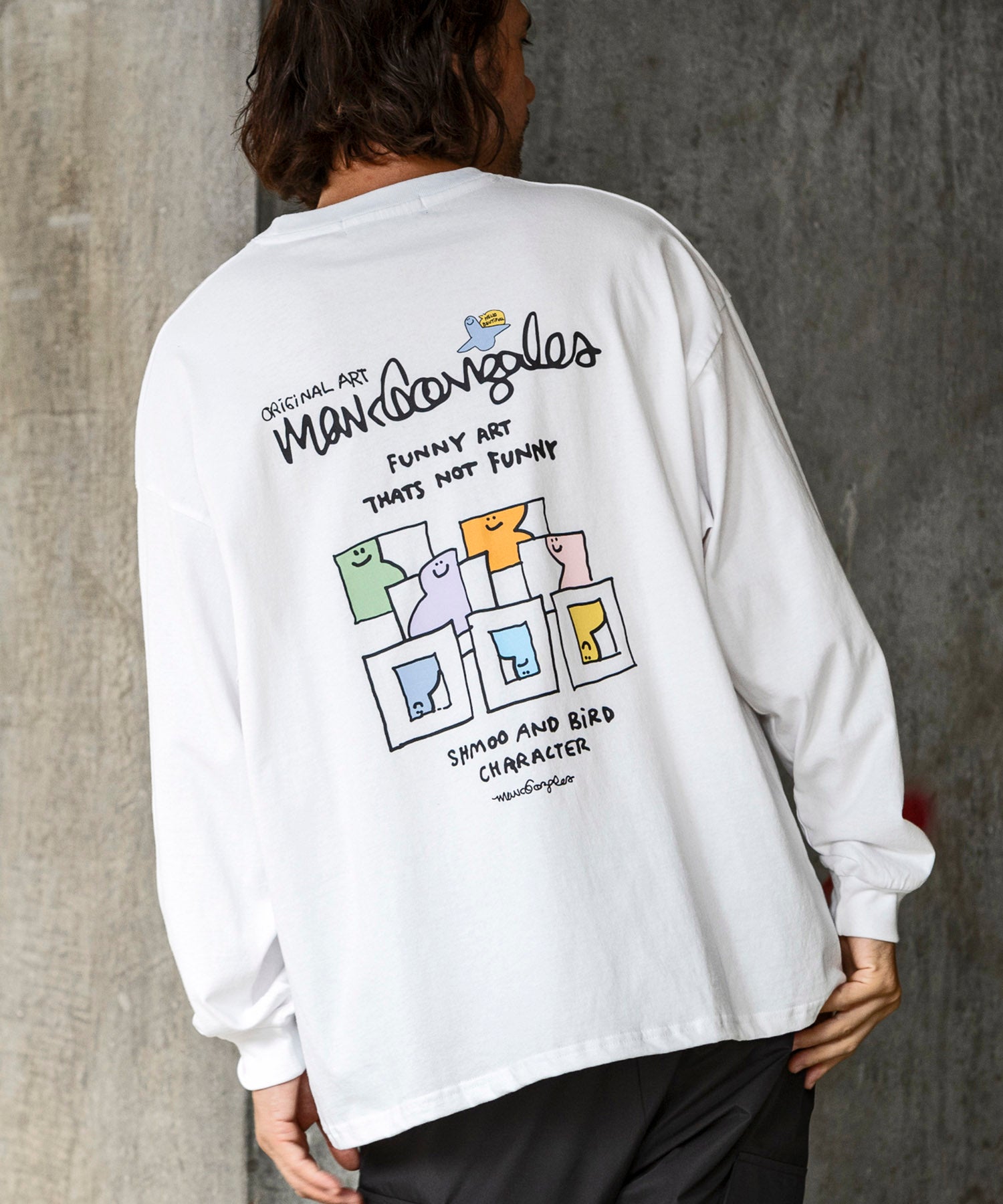 マークゴンザレス Mark Gonzales バックプリントロングTシャツ/4type/4colors （ホワイト D） ホワイト D