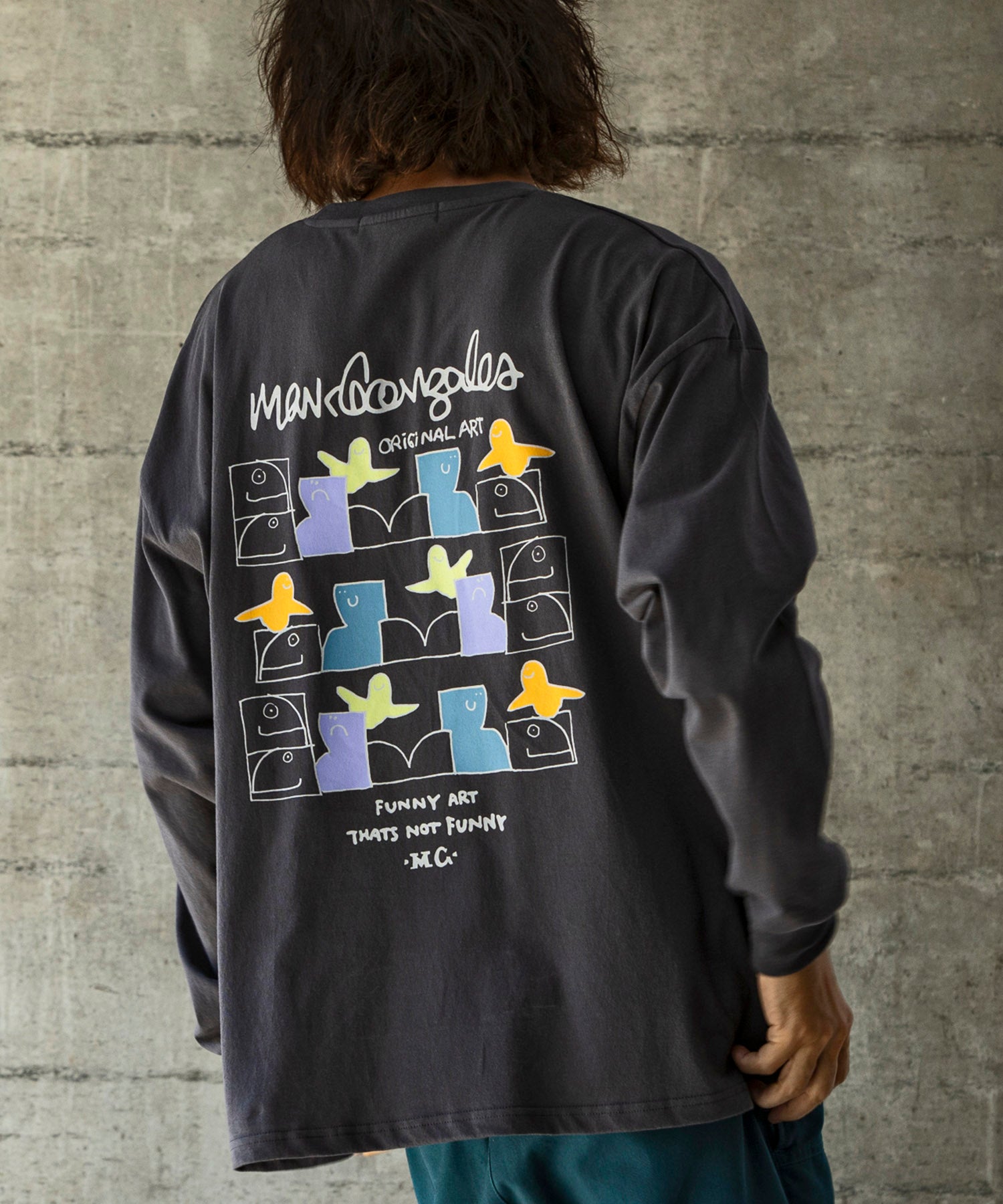 マークゴンザレス Mark Gonzales バックプリントロングTシャツ/4type/4colors （チャコール A） チャコール A