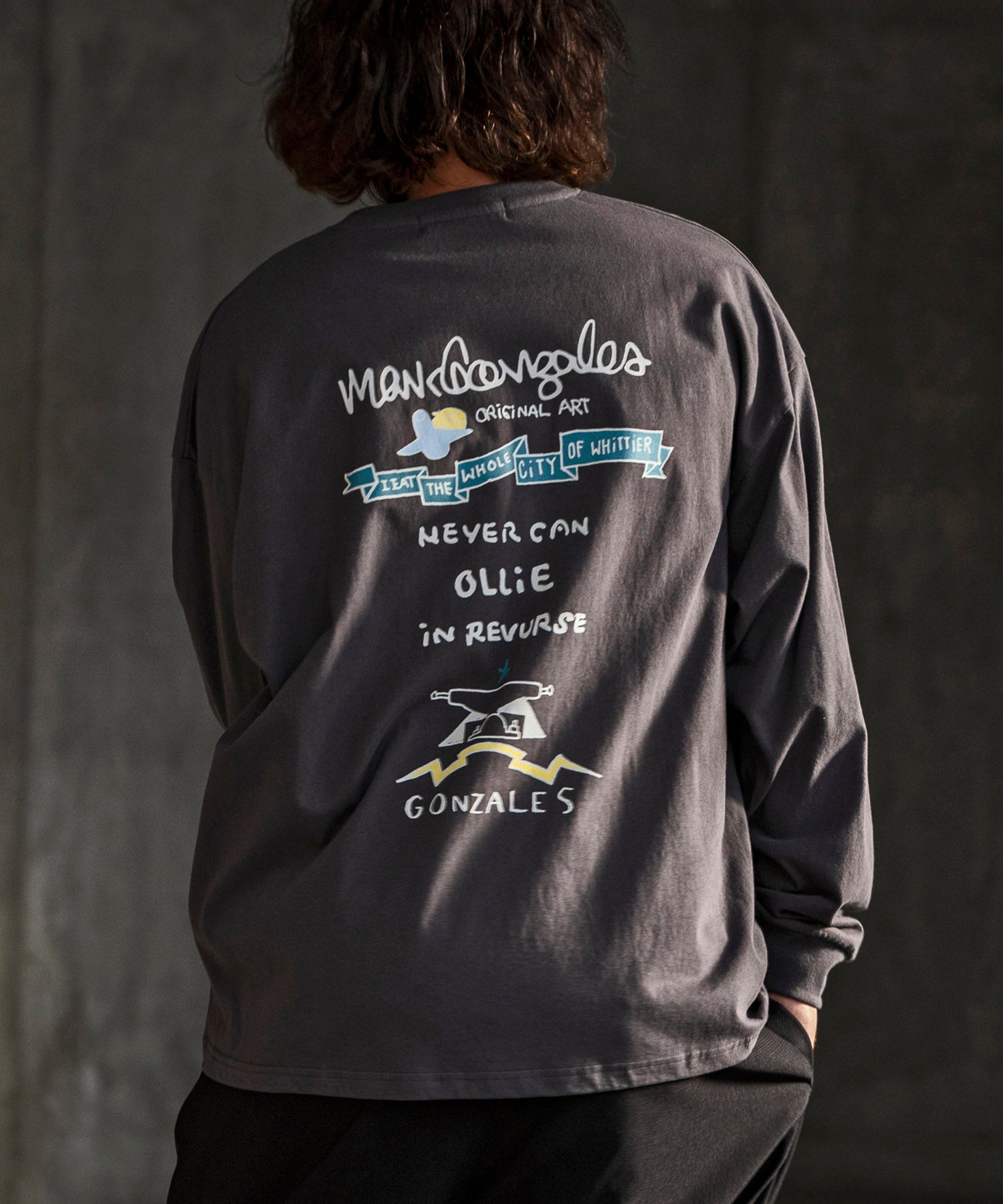 マークゴンザレス Mark Gonzales バックプリントロングTシャツ/4type/4colors （チャコール B） チャコール B