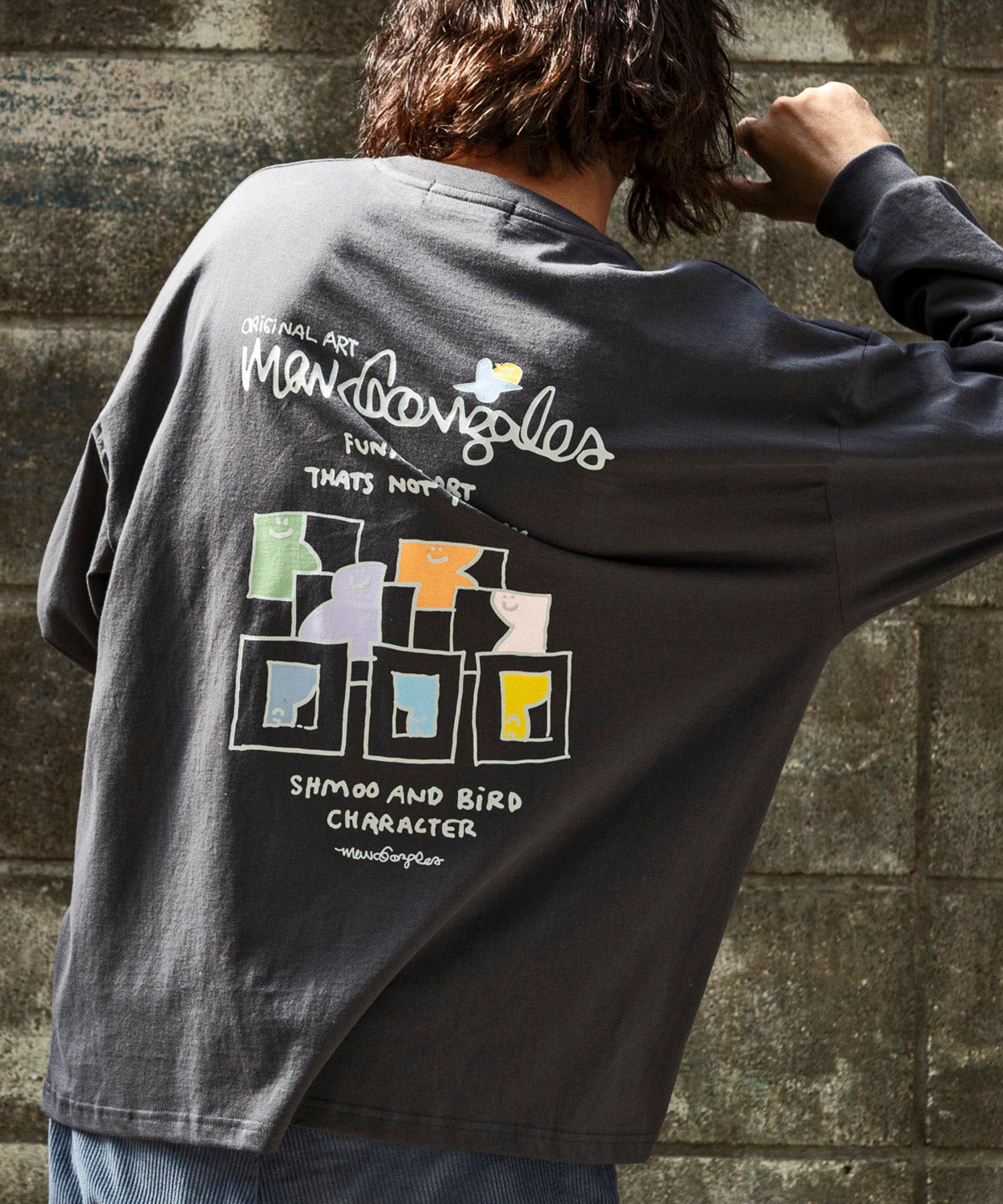 マークゴンザレス Mark Gonzales バックプリントロングTシャツ/4type/4colors （チャコール D） チャコール D