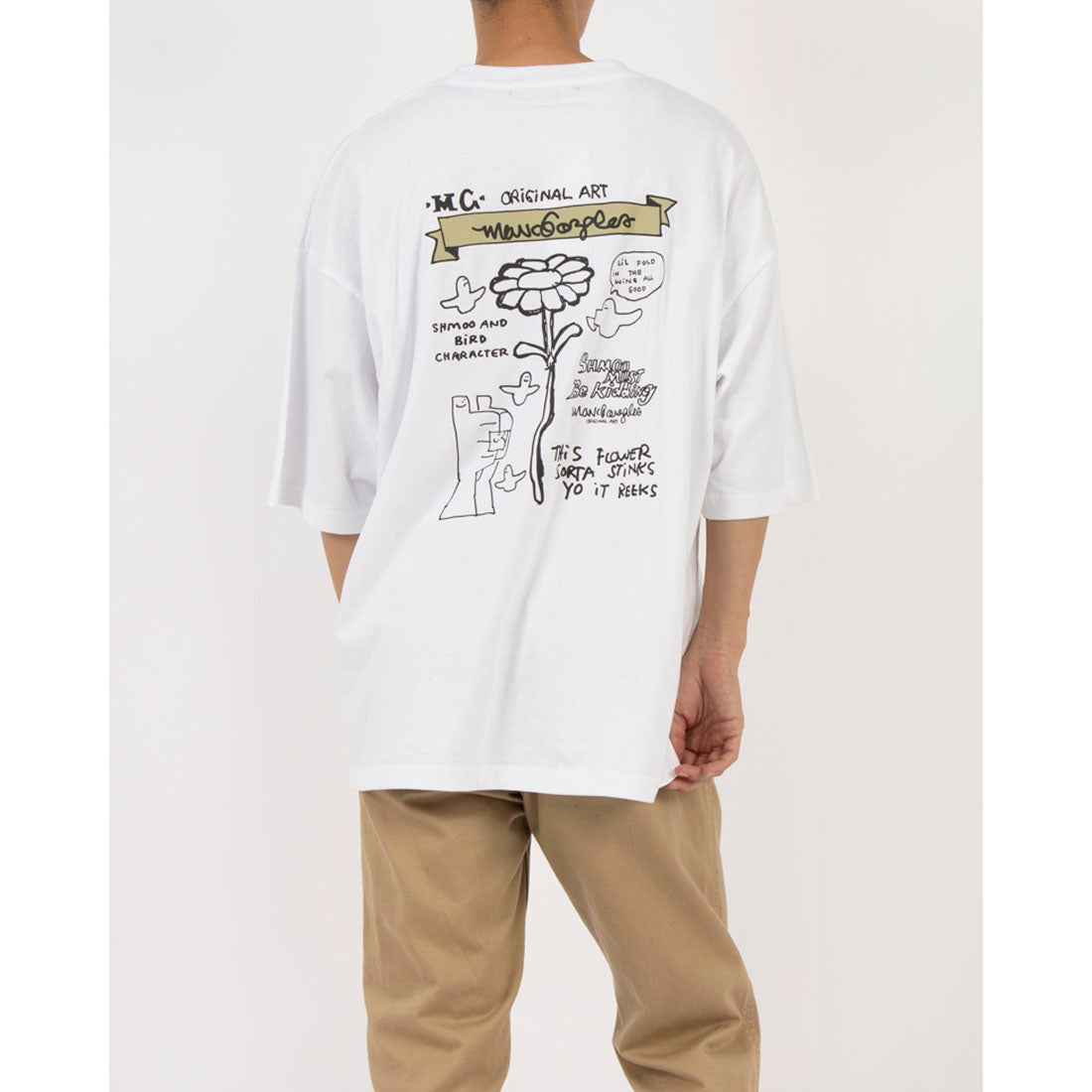 マークゴンザレス Mark Gonzales ワンポイントロゴ バックプリント オーバーサイズ半袖Tシャツ レディース メンズ