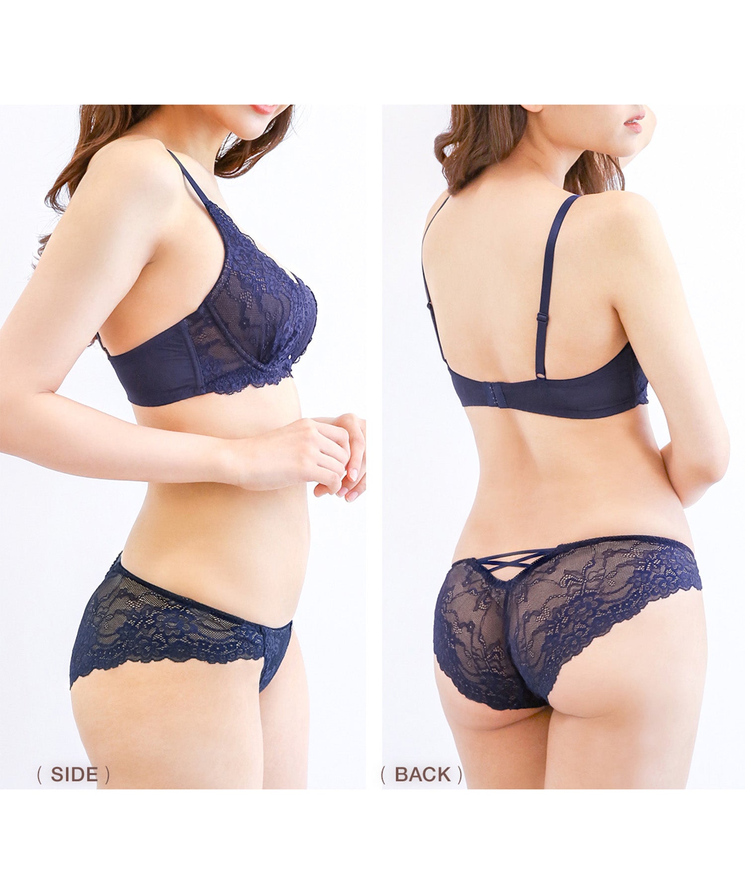 モンシェルピジョン Mon cher pigeon* A～Fカップ【2点セット】ナチュールブーケ ブラジャー ショーツ セット レースアップ 総レース 大きいサイズ【返品不可商品】 （ラベンダー） ラベンダー