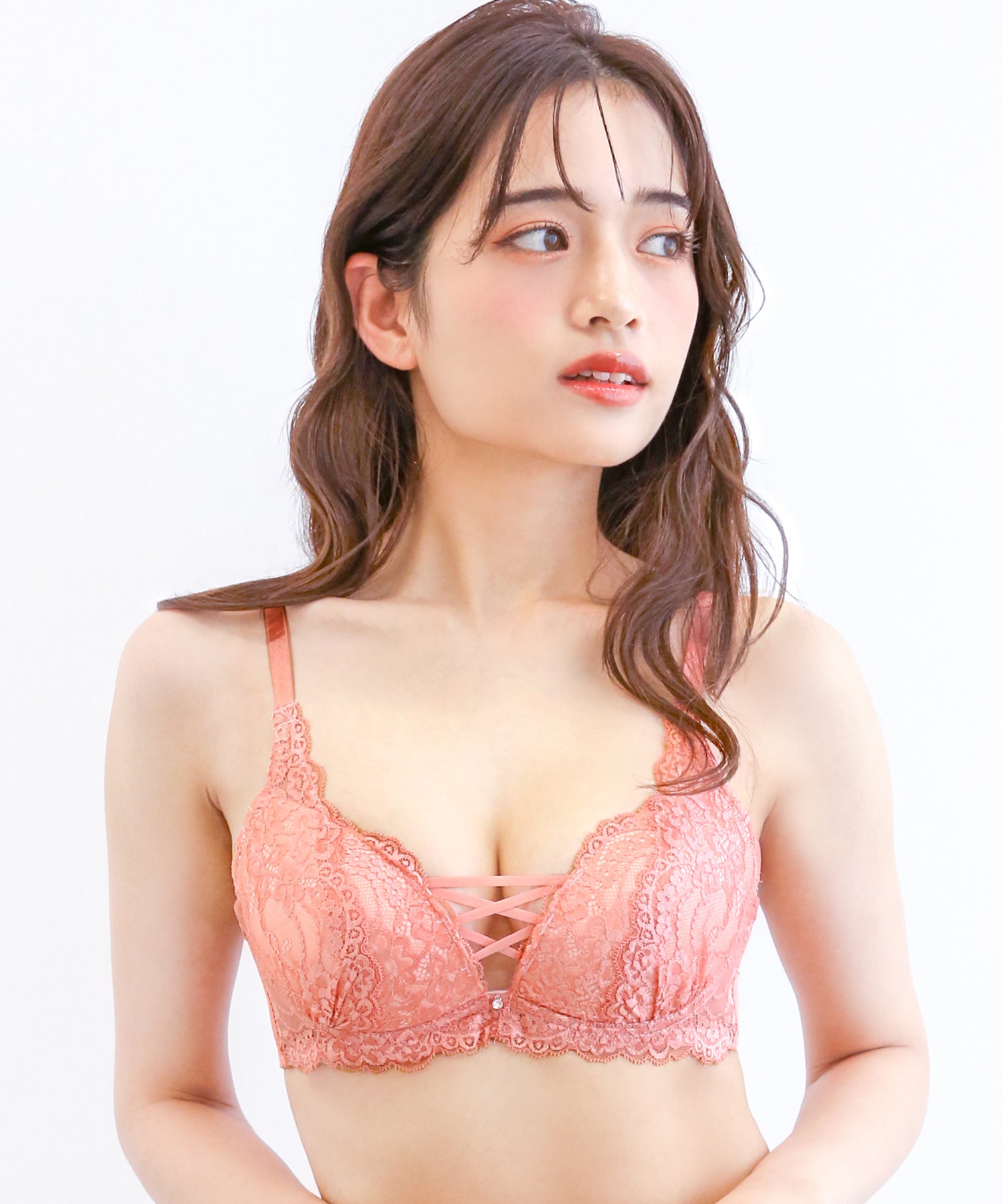 モンシェルピジョン Mon cher pigeon* A～Fカップ【2点セット】ナチュールブーケ ブラジャー ショーツ セット レースアップ 総レース 大きいサイズ【返品不可商品】 （ラベンダー） ラベンダー