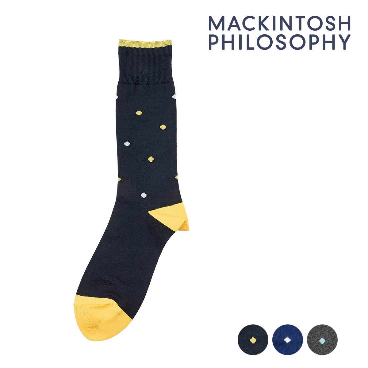 マッキントッシュ フィロソフィー MACKINTOSH PHILOSOPHY 福助 【マッキントッシュフィロソフィー】  ドット柄 靴下 クルー丈    紳士 男性 メンズ フクスケ fukuske ふくすけ