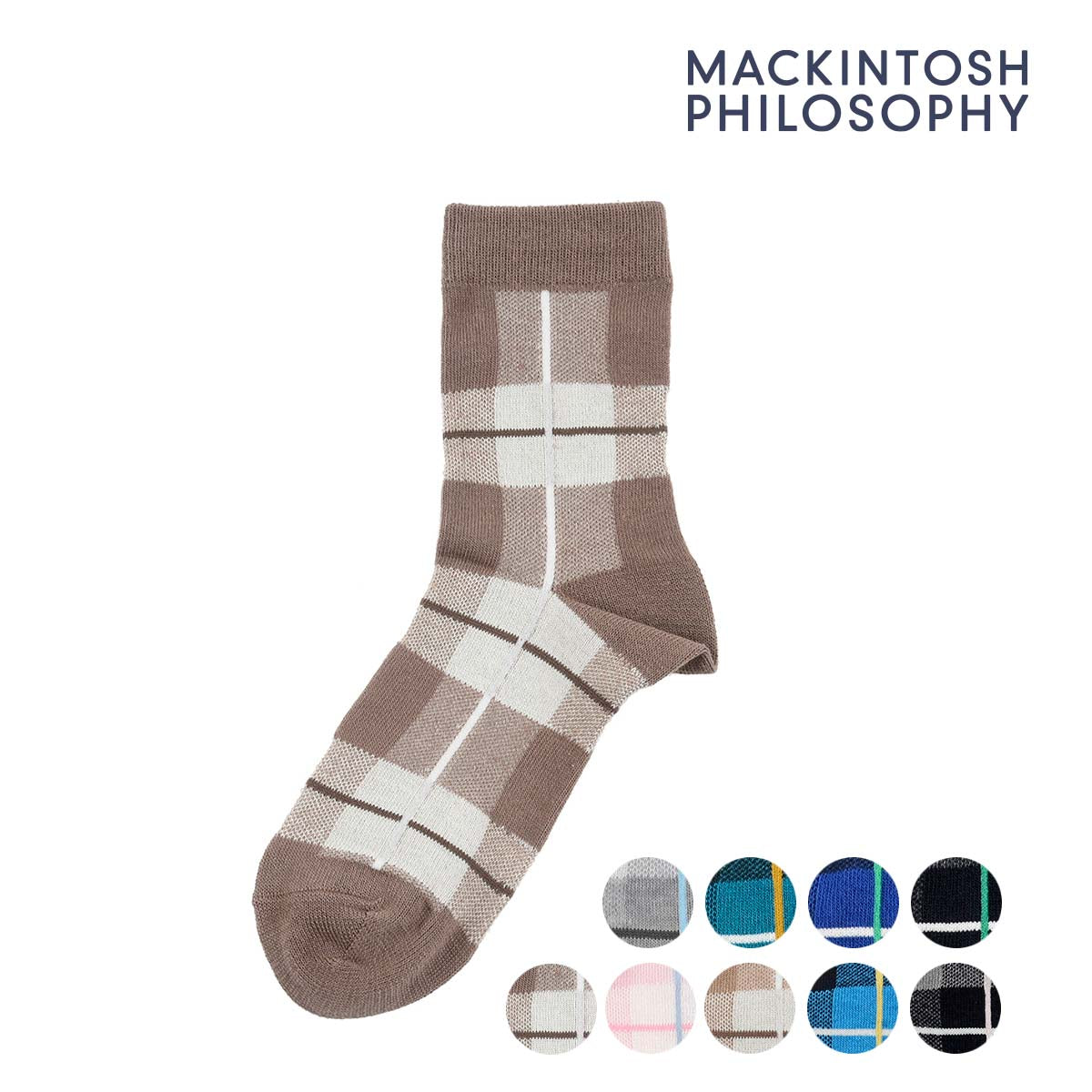 MACKINTOSH PHILOSOPHY Fukusuke Official Socks Crew Length Ladies MACKINTOSH PHILOSOPHY Tartan Check Pattern Casual 3307-80L Women's Fuku