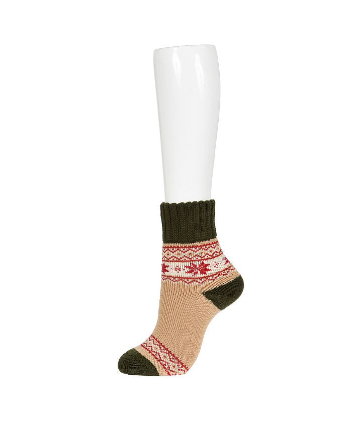 MACKINTOSH PHILOSOPHY FUKUSUKE Official Room Socks Socks Crew Length Ladies MACKINTOSH PHILOSOPHY Fair Isle Pattern Bicolor Pile Lining 3207-82L