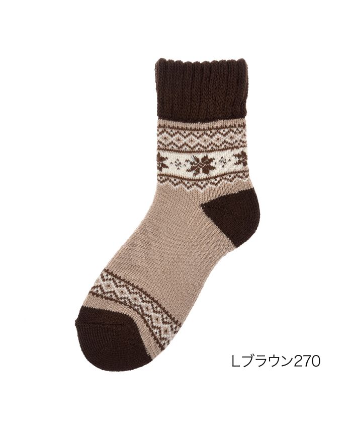 MACKINTOSH PHILOSOPHY FUKUSUKE Official Room Socks Socks Crew Length Ladies MACKINTOSH PHILOSOPHY Fair Isle Pattern Bicolor Pile Lining 3207-82L