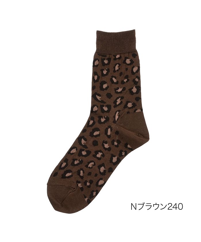 マッキントッシュ フィロソフィー MACKINTOSH PHILOSOPHY 福助 公式 靴下 クルー丈 レディース MACKINTOSH PHILOSOPHY レオパード柄 3207V609婦人 女性 フクスケ fukuske,Nブラウン240