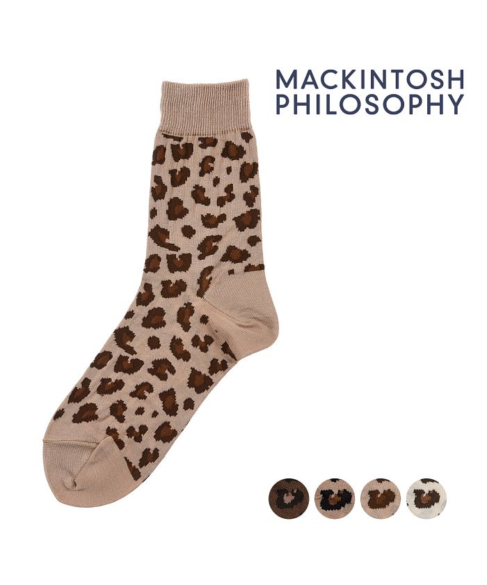 マッキントッシュ フィロソフィー MACKINTOSH PHILOSOPHY 福助 公式 靴下 クルー丈 レディース MACKINTOSH PHILOSOPHY レオパード柄 3207V609婦人 女性 フクスケ fukuske