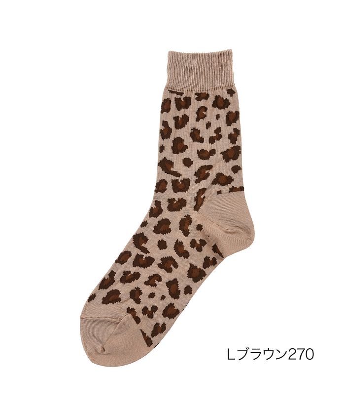 マッキントッシュ フィロソフィー MACKINTOSH PHILOSOPHY 福助 公式 靴下 クルー丈 レディース MACKINTOSH PHILOSOPHY レオパード柄 3207V609婦人 女性 フクスケ fukuske,Lブラウン270