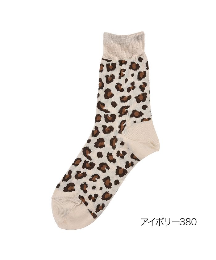 MACKINTOSH PHILOSOPHY Fukuske Official Socks Crew Length Ladies MACKINTOSH PHILOSOPHY Leopard Pattern 3207V609 Women's Fukuske