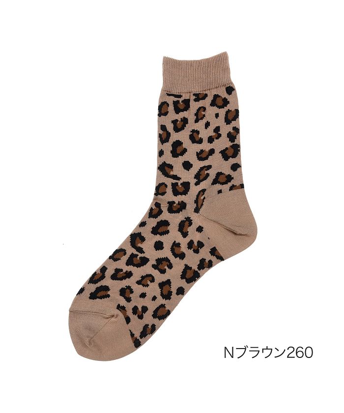 MACKINTOSH PHILOSOPHY Fukuske Official Socks Crew Length Ladies MACKINTOSH PHILOSOPHY Leopard Pattern 3207V609 Women's Fukuske