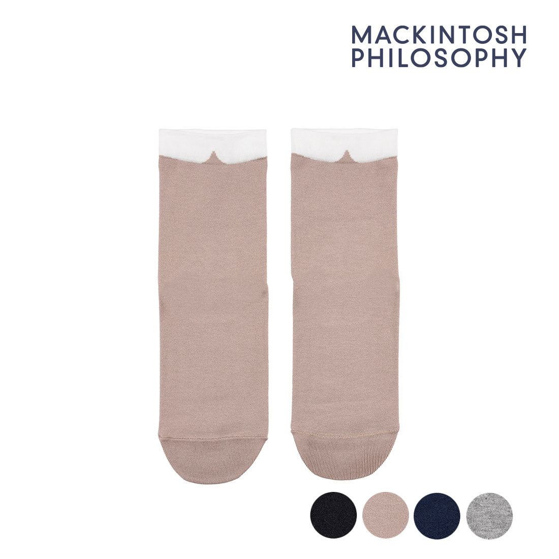 マッキントッシュ フィロソフィー MACKINTOSH PHILOSOPHY 福助 【マッキントッシュフィロソフィー】 靴下 無地 クレリックカラー クルー丈 (3307-000)婦人 女性 レディース フクスケ fukuske ふくすけ （Lグレイ980） Lグレイ980