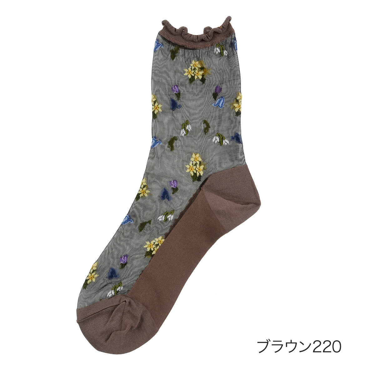 マッキントッシュ フィロソフィー MACKINTOSH PHILOSOPHY 福助 【マッキントッシュフィロソフィー】 靴下 シアー 花柄 クルー丈 (3107-205)婦人 女性 レディース フクスケ fukuske ふくすけ （ブラウン220） ブラウン220