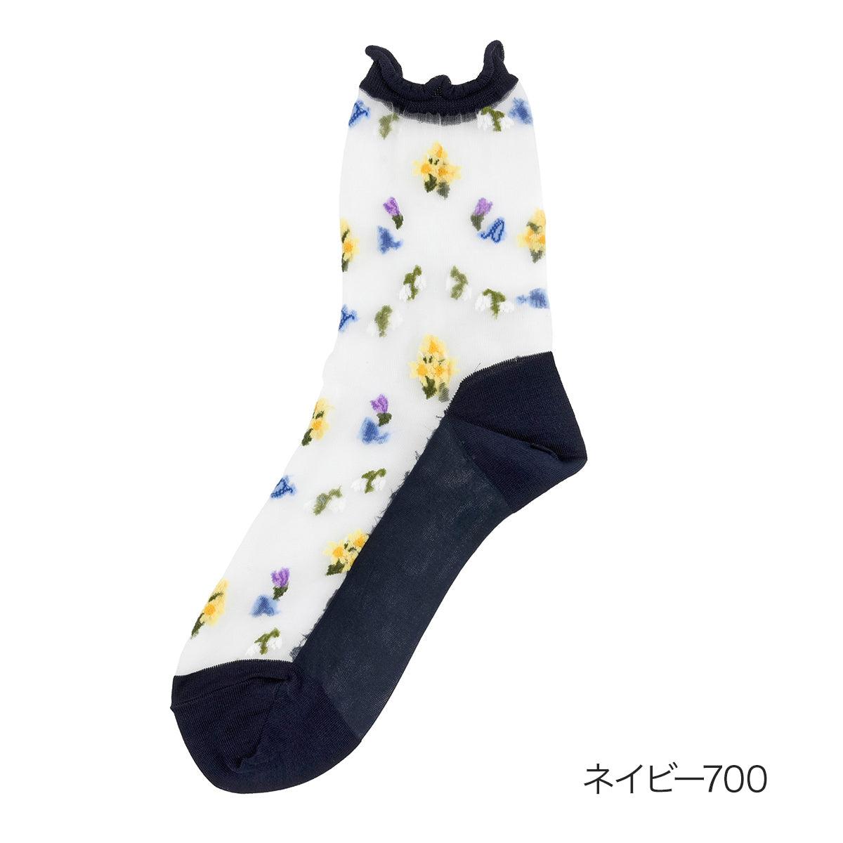 マッキントッシュ フィロソフィー MACKINTOSH PHILOSOPHY 福助 【マッキントッシュフィロソフィー】 靴下 シアー 花柄 クルー丈 (3107-205)婦人 女性 レディース フクスケ fukuske ふくすけ （ネイビー700） ネイビー700