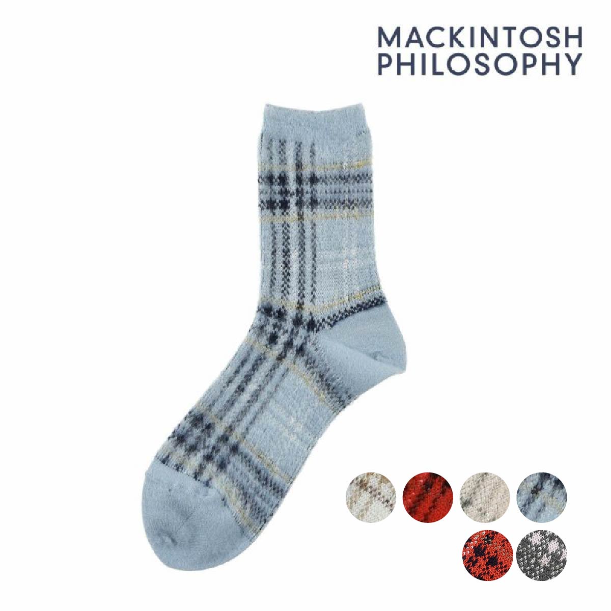 マッキントッシュ フィロソフィー MACKINTOSH PHILOSOPHY 【MACKINTOSH PHILOSOPHY(マッキントッシュフィロソフィー)】 靴下 チェック クルー丈 (3207-823)Dグレイ920 （Dグレイ920） Dグレイ920