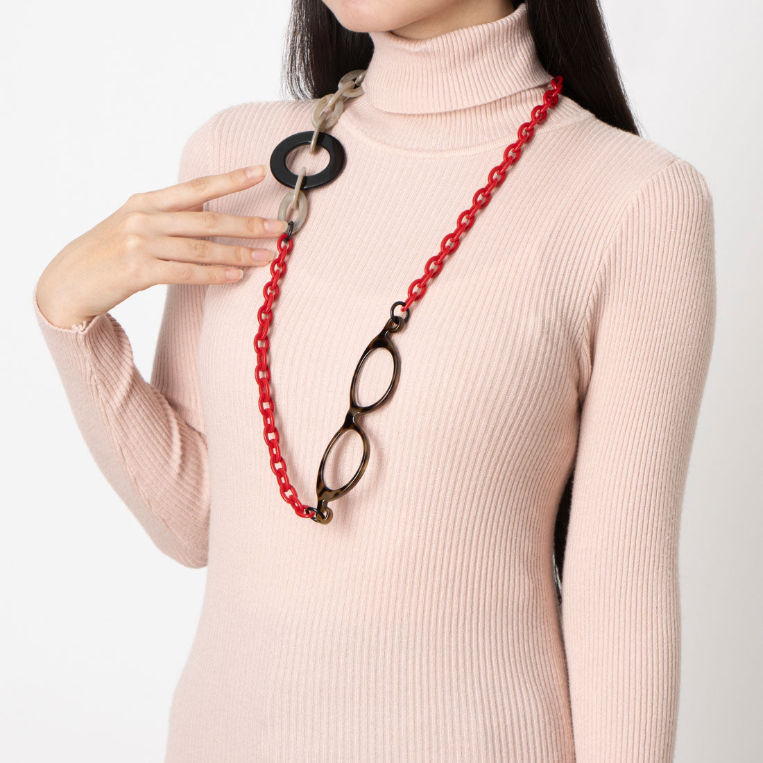 マベル mabel ルーペ グラスチェーン ネックレス （GREY RED） GREY RED