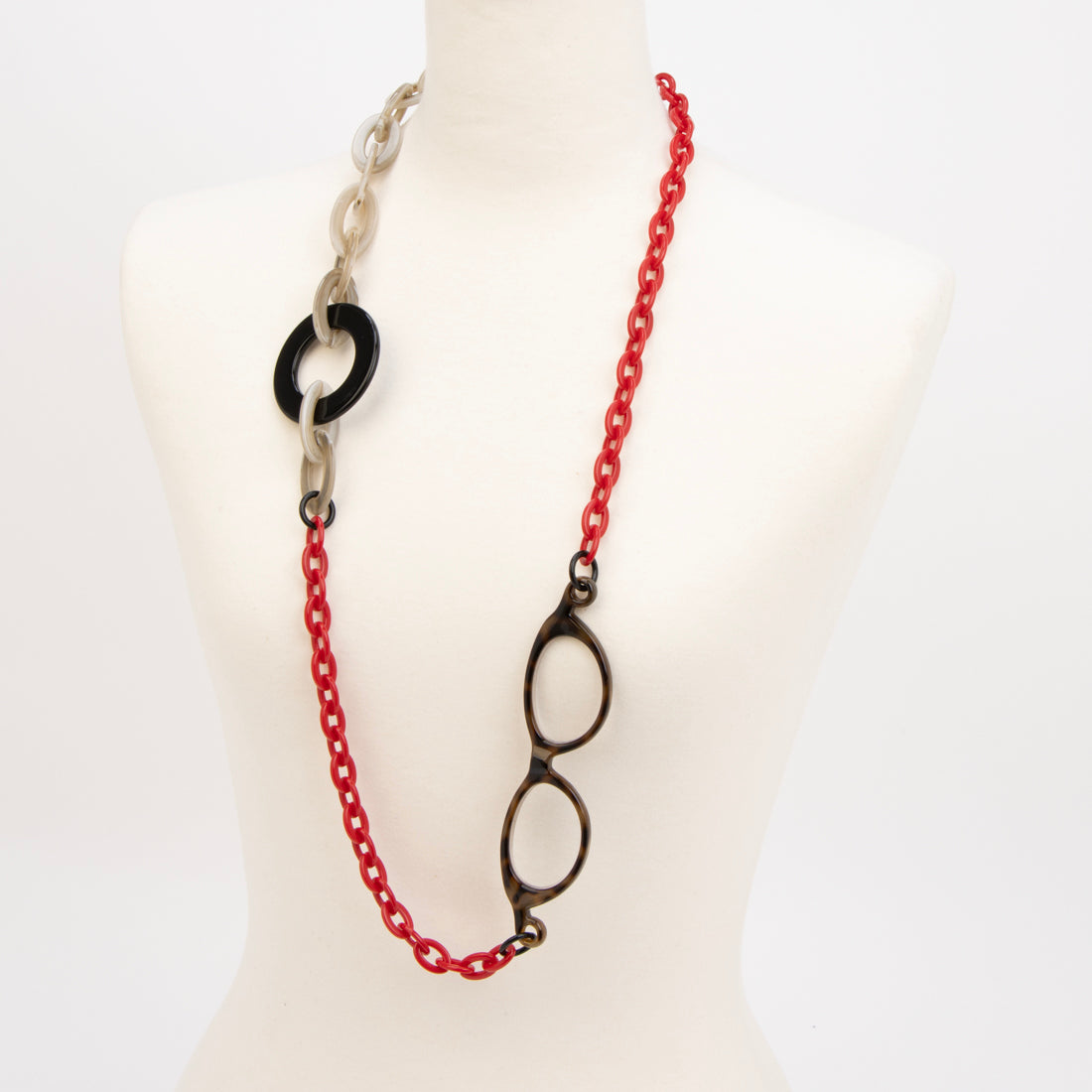 マベル mabel ルーペ グラスチェーン ネックレス （GREY RED） GREY RED
