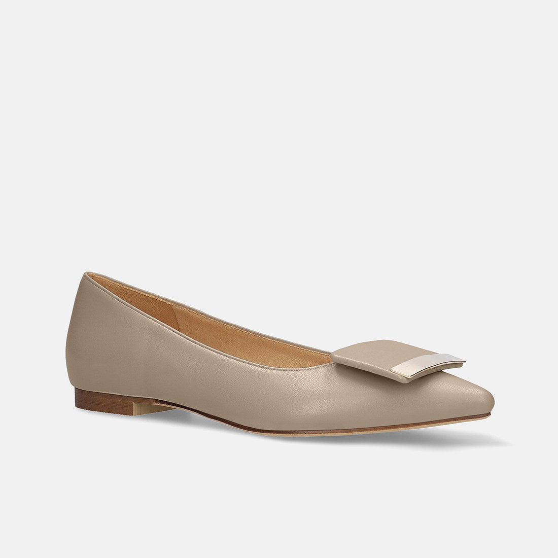 Mamian Accent Buckle Pointed Toe Flat Shoes / m17006