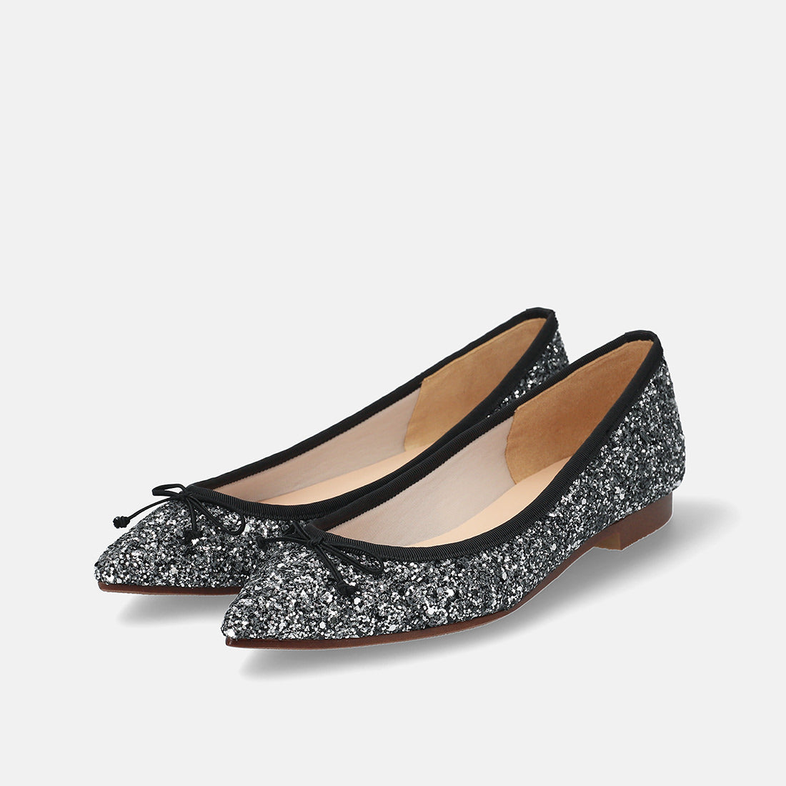 マミアン mamian ポインテッドトゥグリッターバレエシューズ／m17048 （ブラックグリッター） ブラックグリッター