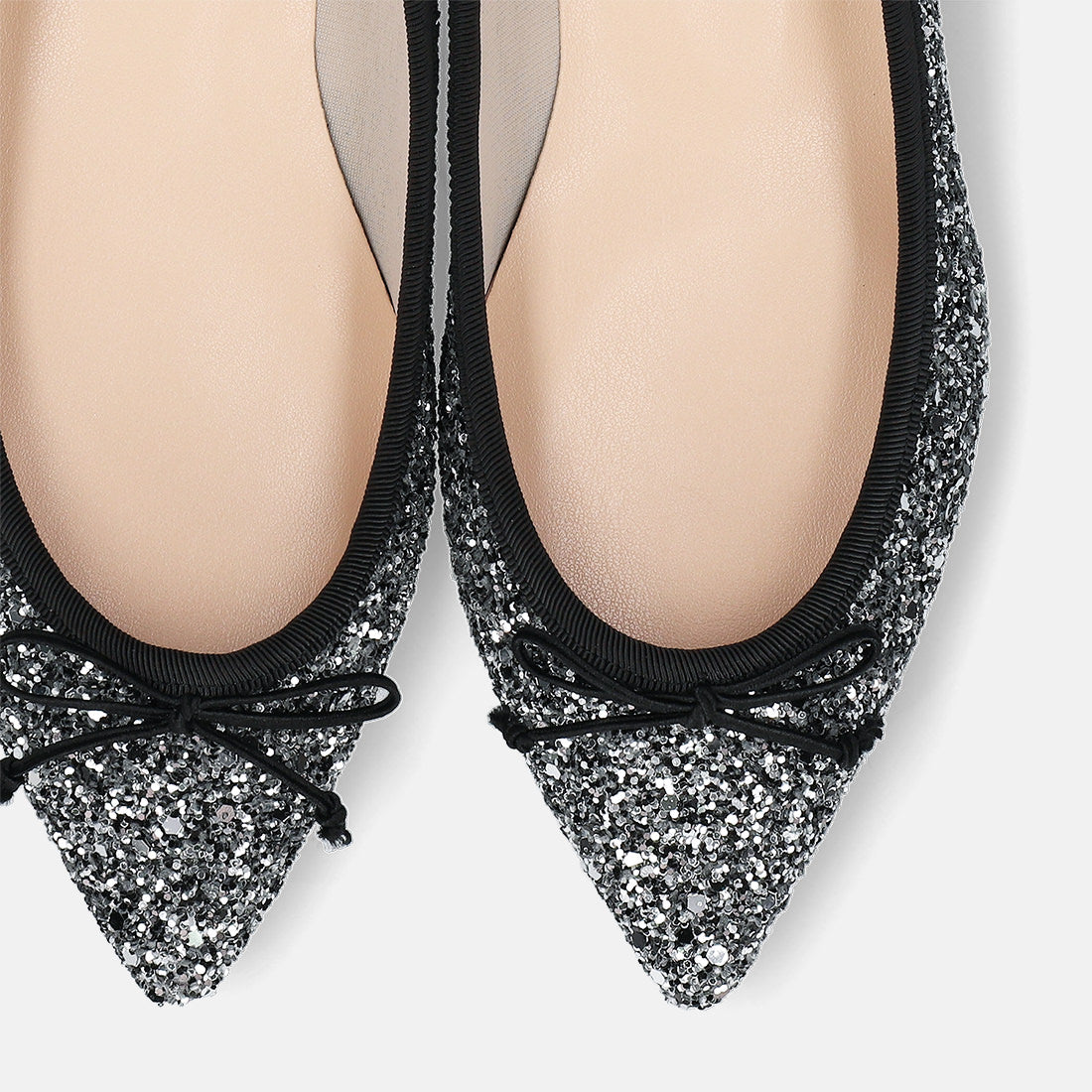 マミアン mamian ポインテッドトゥグリッターバレエシューズ／m17048 （ブラックグリッター） ブラックグリッター