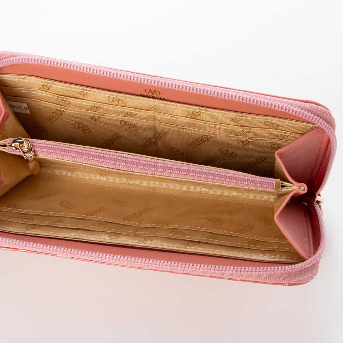 マデーラ MADERA 牛革 エナメルクロコ型押 ラウンドファスナー長財布 （ピンク） ピンク
