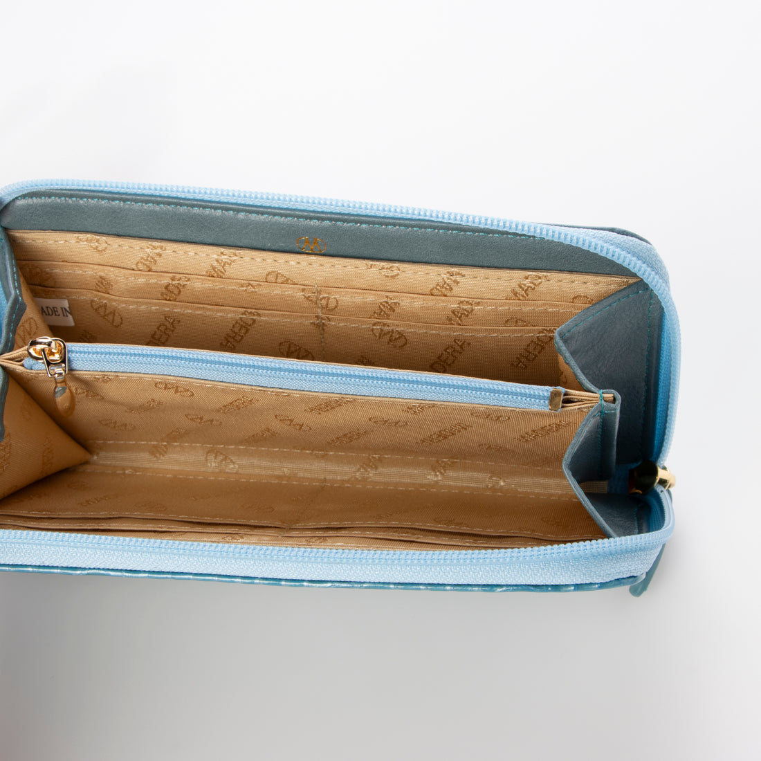 マデーラ MADERA 牛革 エナメルクロコ型押 ラウンドファスナー長財布 （ブルー） ブルー
