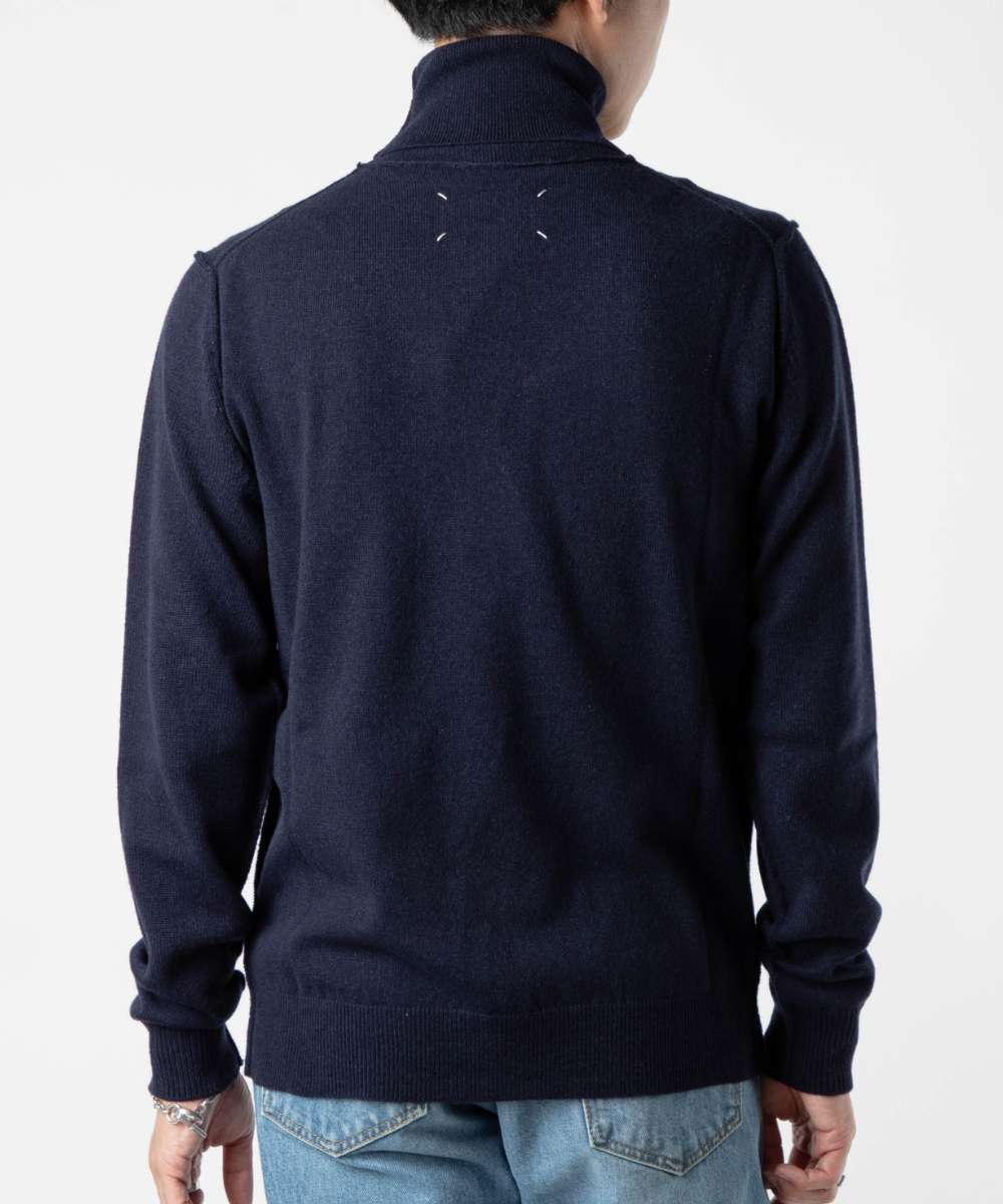 メゾン マルジェラ MAISON MARGIELA SI1HA0010 S17783 ニット PULLOVER メンズ トップス 長袖 ハイネック カシミア セーター ロングスリーブ タートルネック （ネイビー） ネイビー