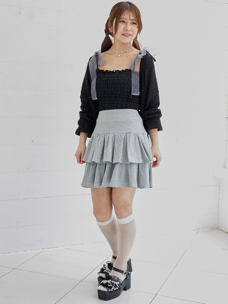 マジェスティックレゴン MAJESTIC LEGON パールリボンフリルボリュームサンダル （ブラック） ブラック