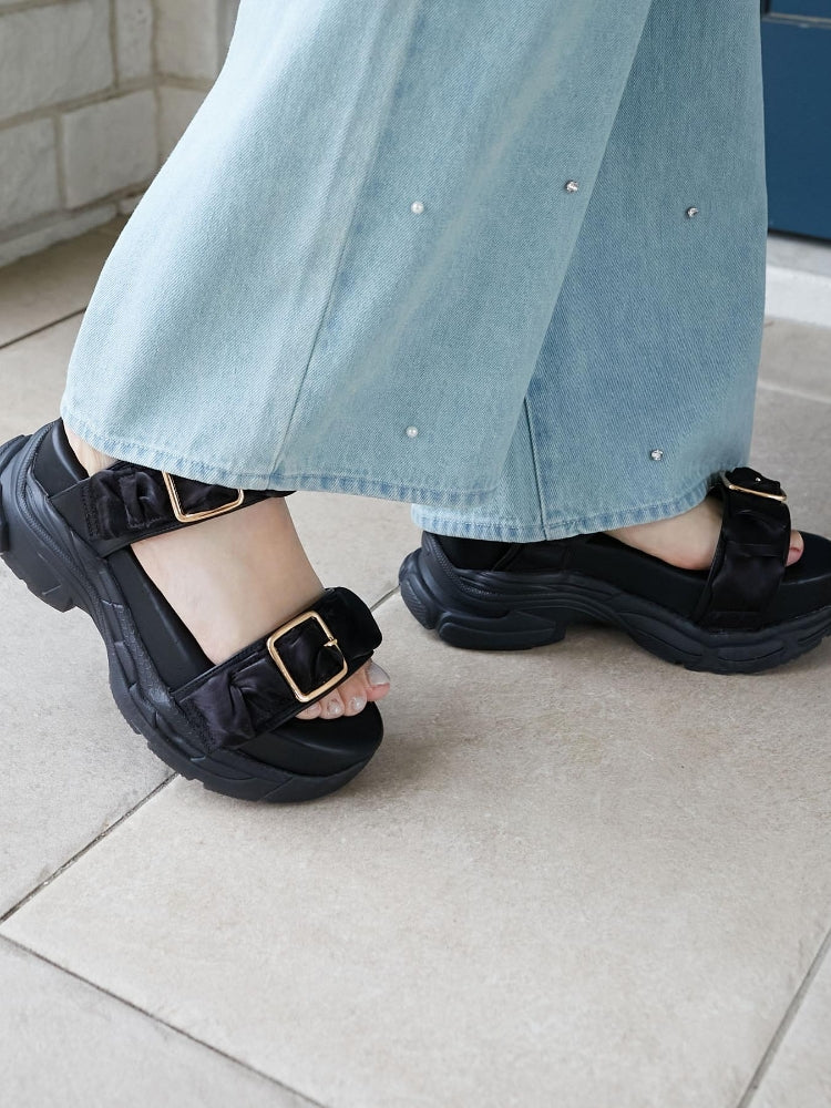 マジェスティックレゴン MAJESTIC LEGON ミルキーソールギャザースポサン （ブラック） ブラック