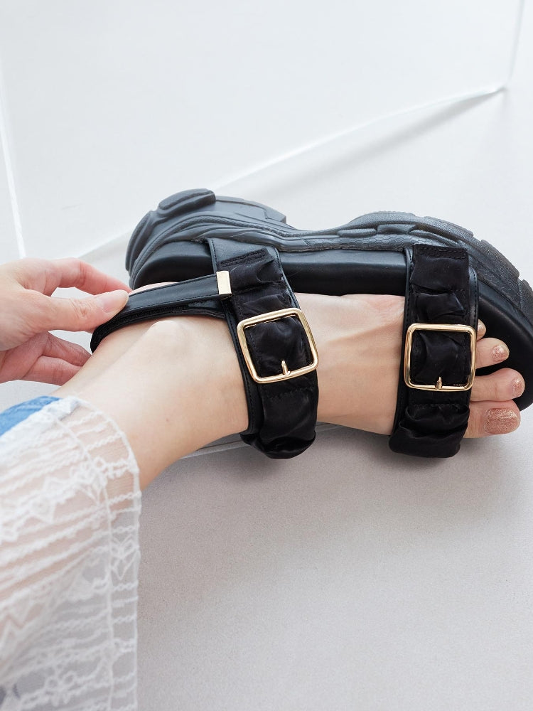 マジェスティックレゴン MAJESTIC LEGON ミルキーソールギャザースポサン （ブラック） ブラック