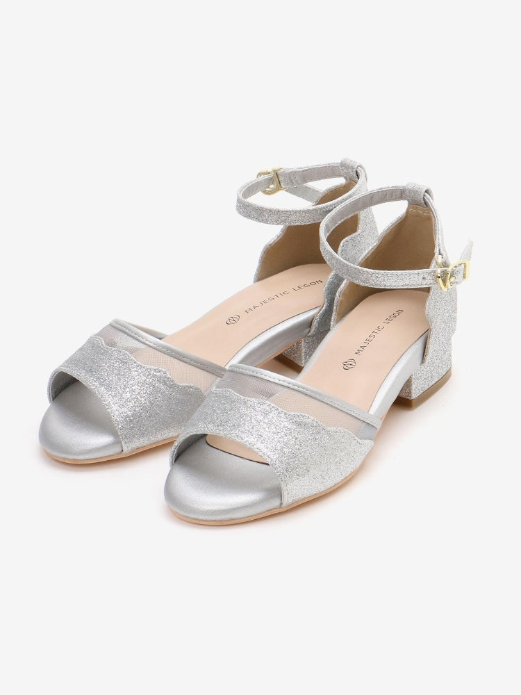 マジェスティックレゴン MAJESTIC LEGON スカラップローヒールサンダル （ネイビー） ネイビー