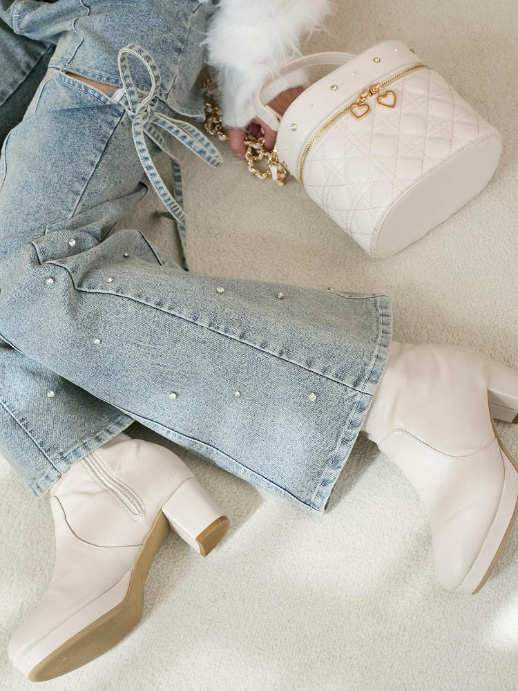 マジェスティックレゴン MAJESTIC LEGON フカフカヒールストレッチブーツ （ブラック） ブラック